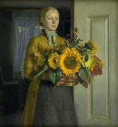 Michael Ancher A Girl with Sunflowers oil painting picture wholesale